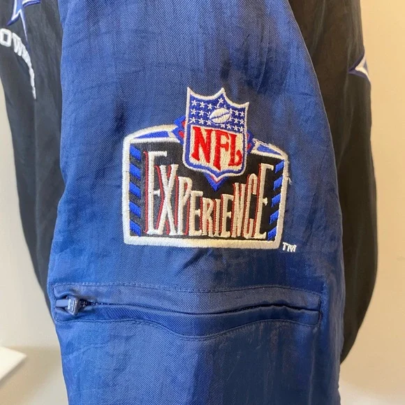 Men’s size XXL Cowboys NFL experience Nylon zipper & button jacket vintage - Picture 11 of 15